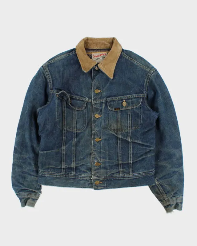 Vintage 1960s Lee Storm Rider Union USA Made Wool Blanket Lined Denim Trucker Jacket  - M made by Lee