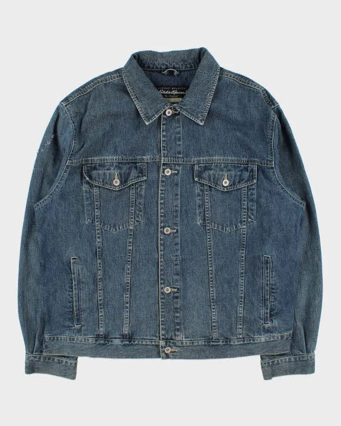 Vintage 1990s Eddie Bauer Medium Wash Denim Trucker Jacket - XL sold by Rokit