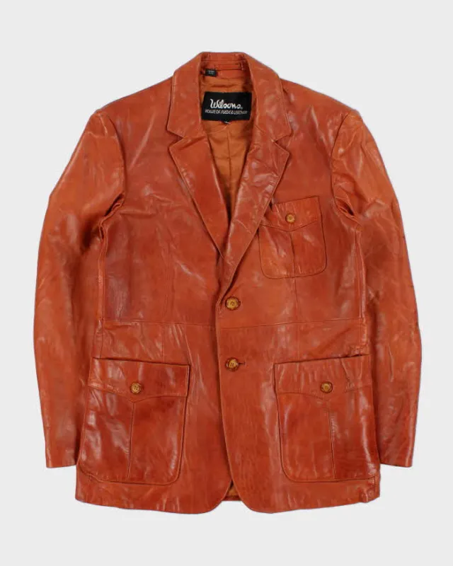Vintage 1980s Wilsons Tan Leather Blazer Jacket - L sold by Rokit
