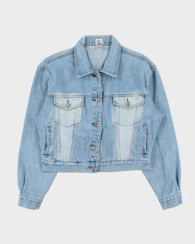 Vintage 1990s Zana Di Light Wash Women's Cropped Denim Jacket - L made by Rokit