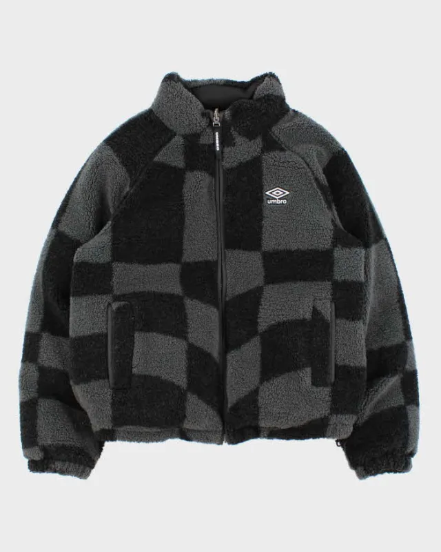 Vintage Umbro Embroidered Reversible Boxy Fleece Puffer Jacket - S sold by Rokit