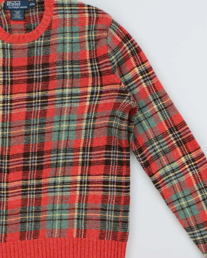 Vintage Y2K 00s Polo Ralph Lauren Tartan Wool & Camel Hair Crewneck Knit Jumper - L sold by Rokit product image thumbnail 3
