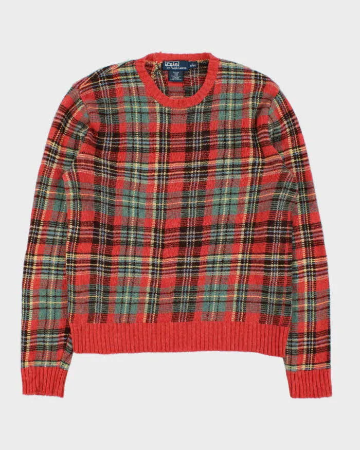 Vintage Y2K 00s Polo Ralph Lauren Tartan Wool & Camel Hair Crewneck Knit Jumper - L sold by Rokit