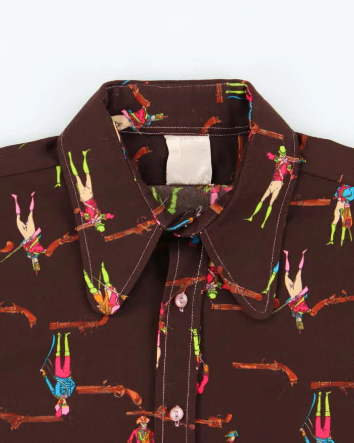 Vintage 1970s Western Graphic Dagger Collared Long Sleeve Shirt - L sold by Rokit product image thumbnail 5