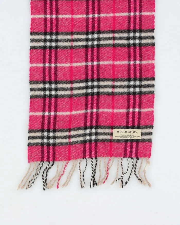 Vintage Y2K 00s Hot Pink Burberry Nova Check Lambswool Fringed Unisex Scarf sold by Rokit product image thumbnail 5