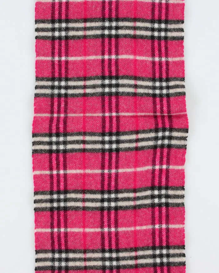 Vintage Y2K 00s Hot Pink Burberry Nova Check Lambswool Fringed Unisex Scarf sold by Rokit product image thumbnail 3