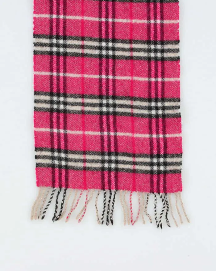 Vintage Y2K 00s Hot Pink Burberry Nova Check Lambswool Fringed Unisex Scarf sold by Rokit product image thumbnail 4
