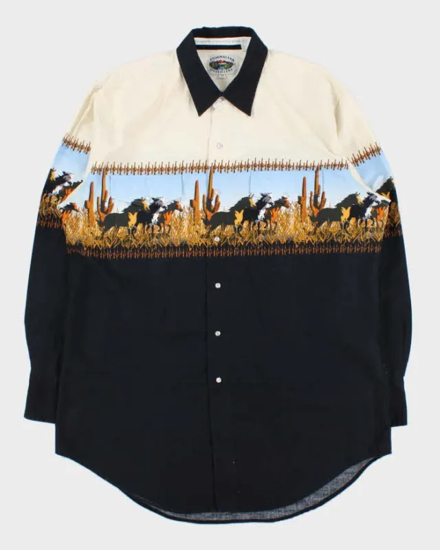 Vintage 1990s Cumberland Outfitters Snap Button Wild Horse Long Sleeve Western Shirt - XL sold by Rokit