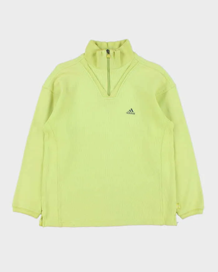 Vintage 1990s Adidas Women's Lime Green Quarter-Zip Sweatshirt - M sold by Rokit