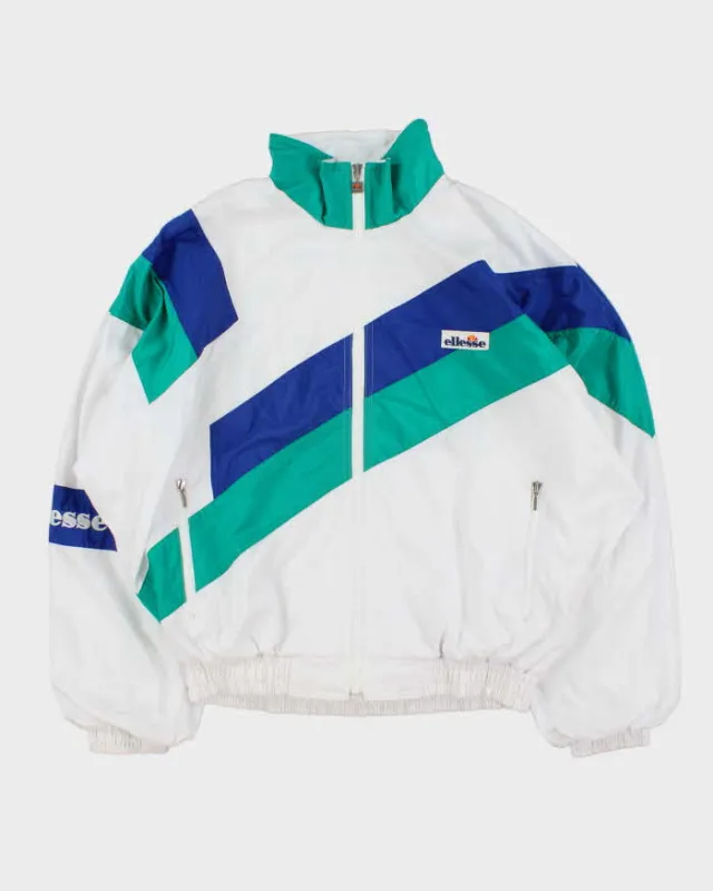Vintage 1990s Ellesse Japan Spell Out Tri-Colour Shell Bomber Jacket - L made by Ellesse