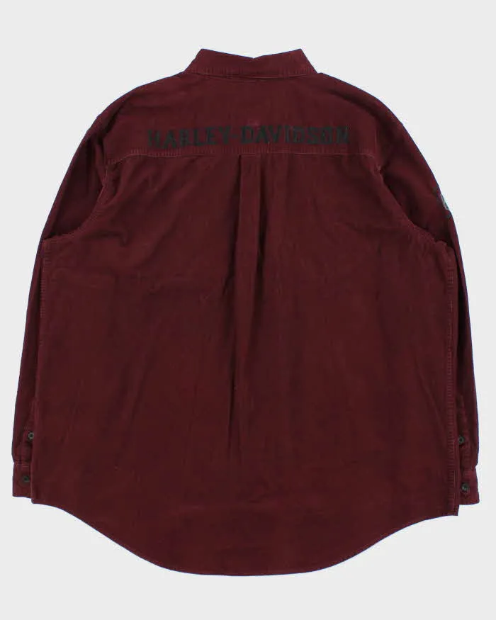 Vintage Harley Davidson Embroidered Spell-Out Long Sleeve Corduroy Shirt - XXL sold by Rokit product image thumbnail 2