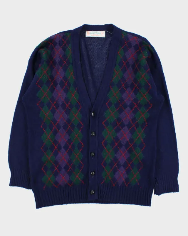 Vintage 1970s Quill's Ireland Hand Crafted Wool Argyle Cardigan - XL sold by Rokit