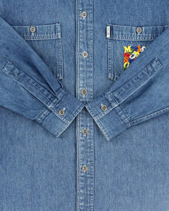 Vintage 1990s Missoni Sport Embroidered Long Sleeve Oversized Denim Shirt - S sold by Rokit product image thumbnail 4