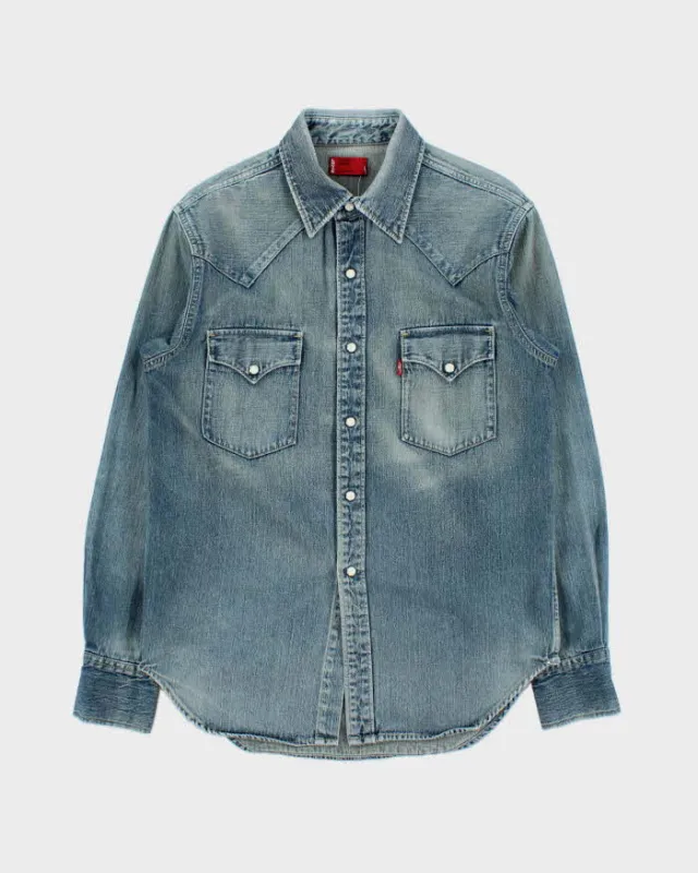 Vintage Y2K 00s Levi's Western Snap Button Long Sleeve Japanese Denim Shirt - M made by Levi's