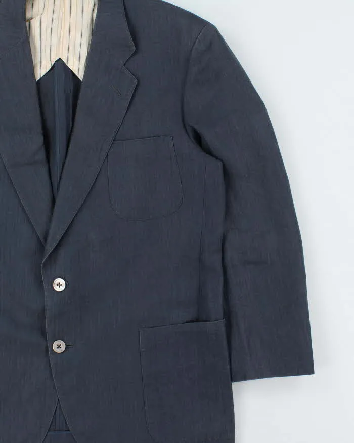 Vintage 1990s Burberry Japan Navy Linen Single Breasted Blazer - L sold by Rokit product image thumbnail 3