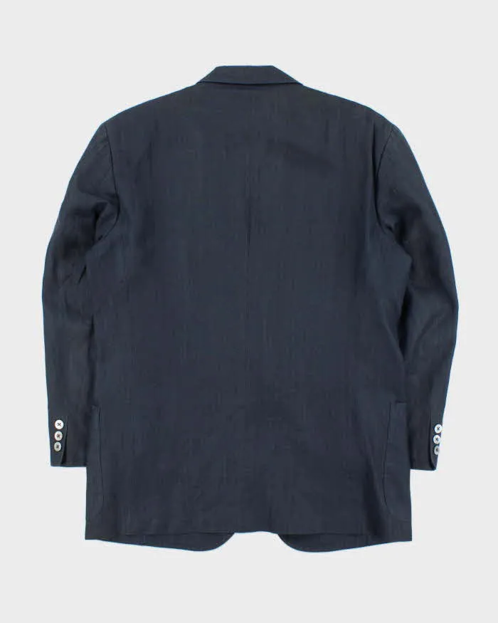 Vintage 1990s Burberry Japan Navy Linen Single Breasted Blazer - L sold by Rokit product image thumbnail 2