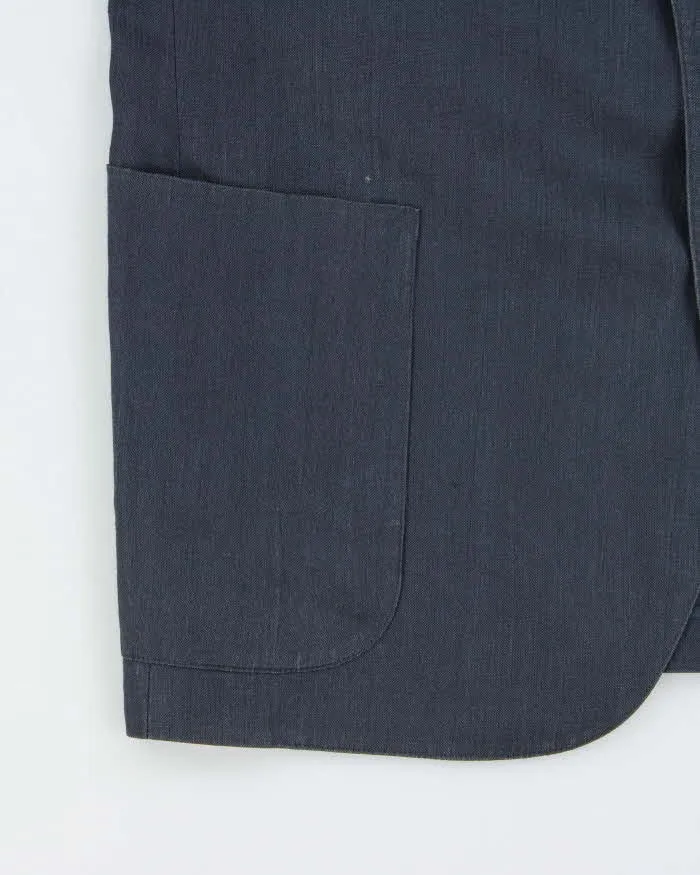 Vintage 1990s Burberry Japan Navy Linen Single Breasted Blazer - L sold by Rokit product image thumbnail 4