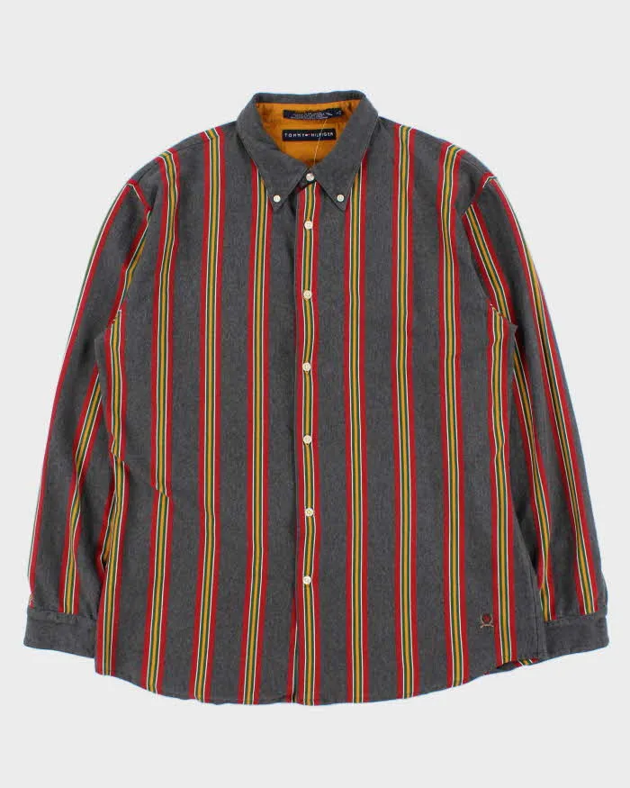 Vintage Y2K 00s Tommy Hilfiger Heavyweight Soft Cotton Striped Long Sleeve Shirt - L sold by Rokit