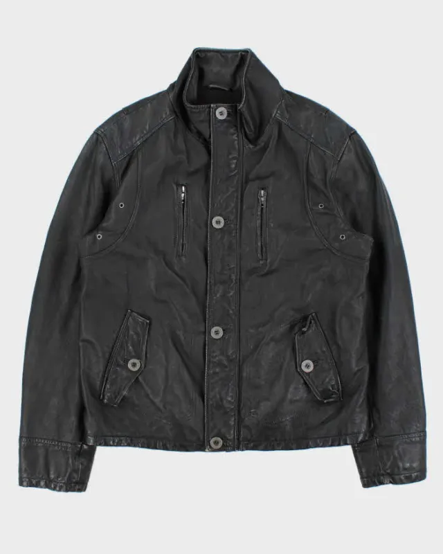 Vintage Y2K 00s Danier Thinsulate Quilt Lined Leather Cafe Racer Biker Jacket - L sold by Rokit