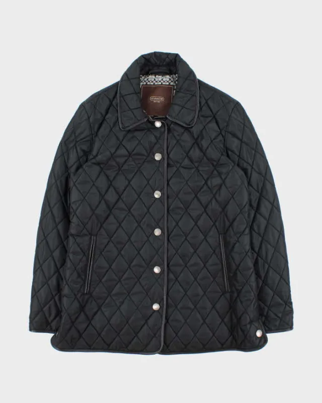 Vintage Y2K 00s Coach Signature C Lined Leather Trim Quilted Women's Riding Jacket - S sold by Rokit