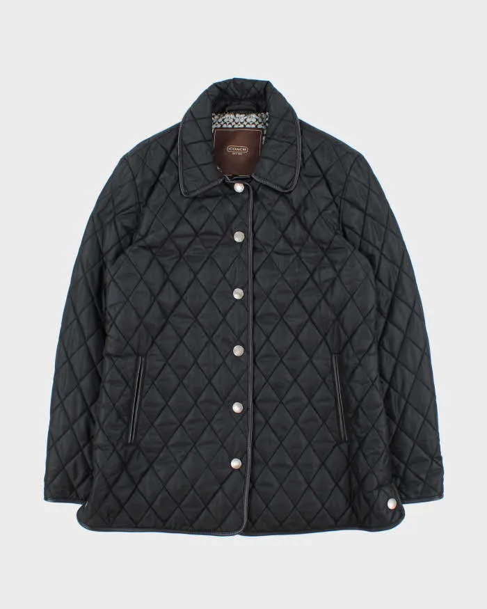 Vintage Y2K 00s Coach Signature C Lined Leather Trim Quilted Women's Riding Jacket - S sold by Rokit