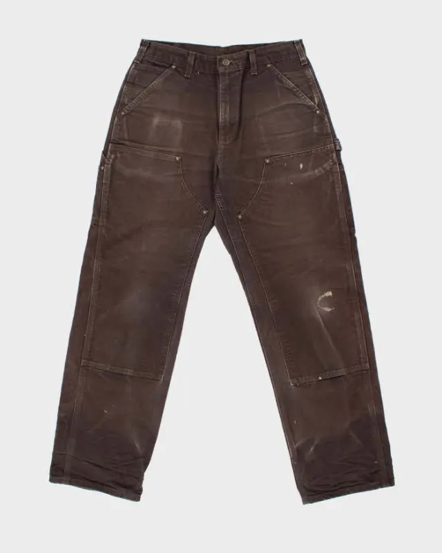 Vintage Carhartt B136 DKB Distressed Duck Double Front Dungaree Fit Carpenter Trousers - W32 L32 sold by Rokit