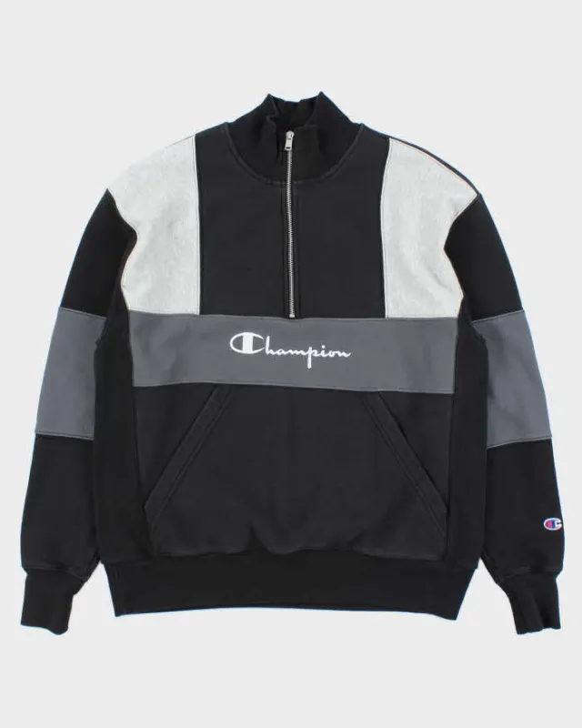 Vintage Champion Reverse Weave Embroidered Spell Out Quarter-Zip Sweatshirt - L sold by Rokit