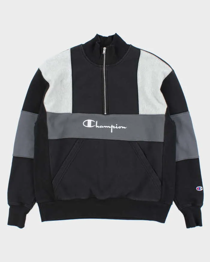 Vintage Champion Reverse Weave Embroidered Spell Out Quarter-Zip Sweatshirt - L sold by Rokit