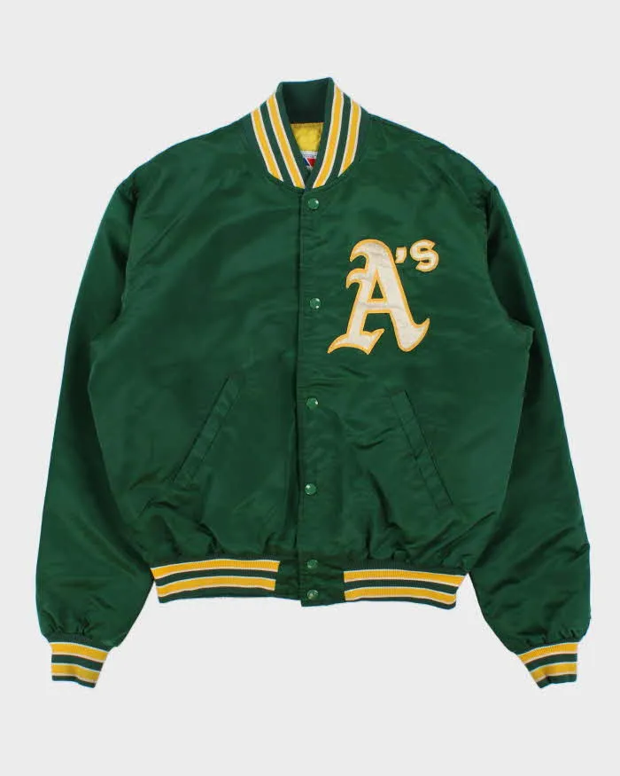 Vintage 1990s Starter Oakland Athletic's MLB Satin Varsity Bomber Jacket - L sold by Rokit