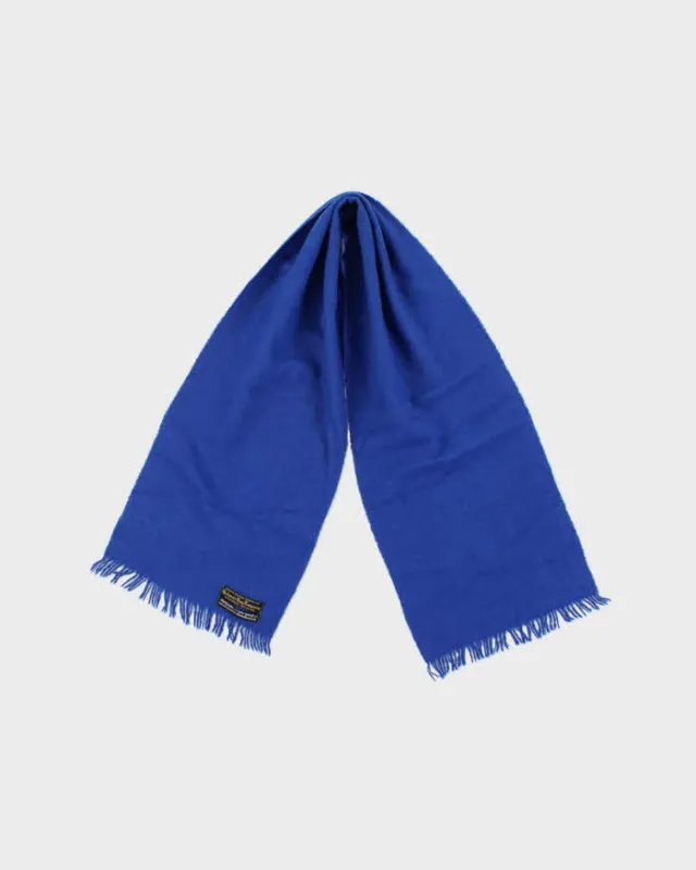 Vintage 1980s Hudson's Bay Merino Wool Hand Woven Electric Blue Unisex Scarf sold by Rokit