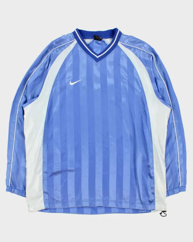 Vintage Y2K 2002 Nike Striped Soft Shell Big Swoosh Adjustable Pullover Football Jersey - XL sold by Rokit