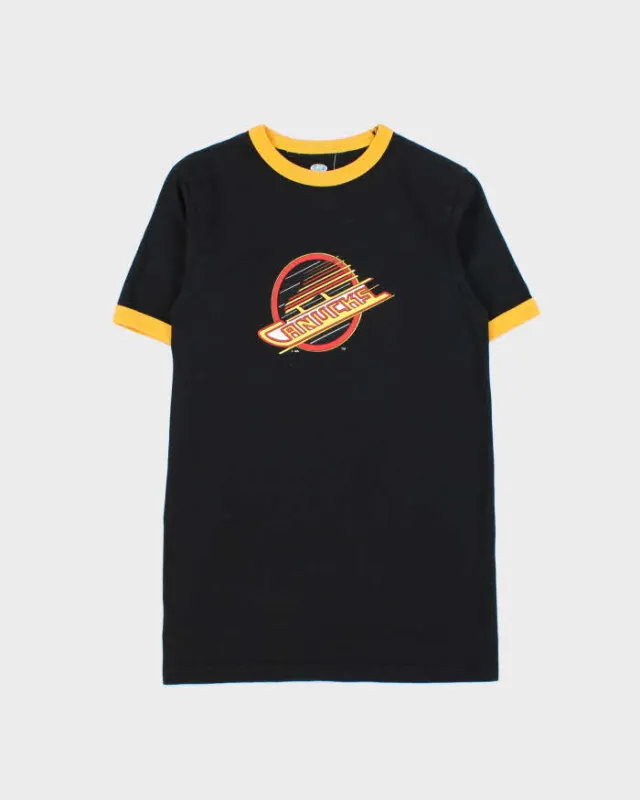 Vintage Y2K 00s Bulletin Vancouver Canucks NHL Crewneck Ringer T-Shirt - S sold by Rokit