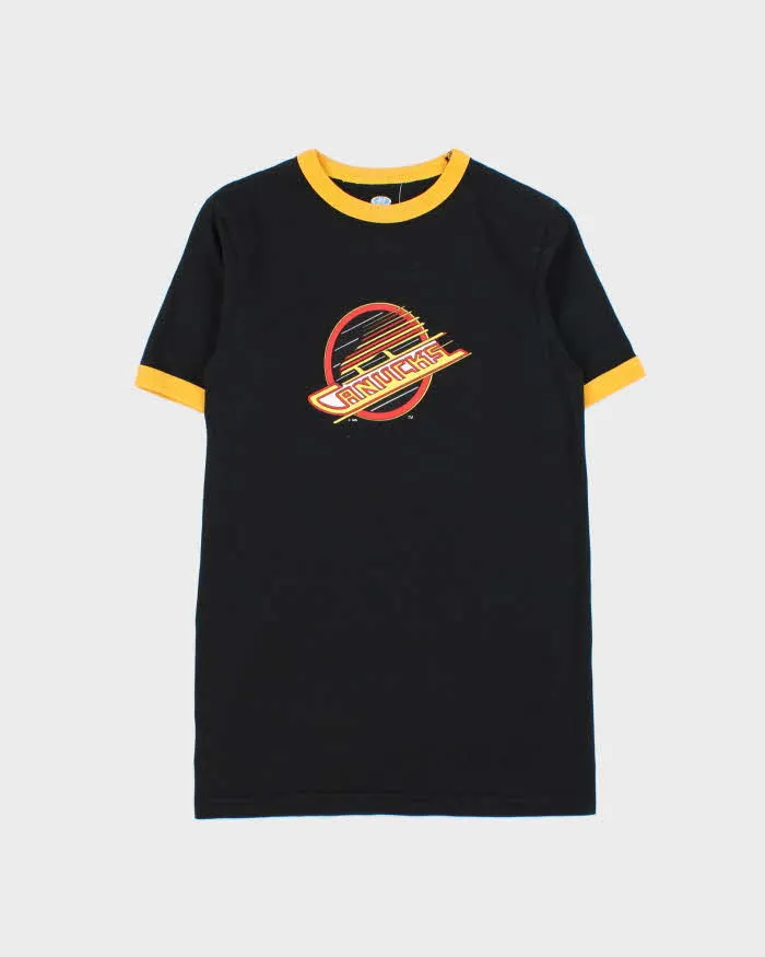 Vintage Y2K 00s Bulletin Vancouver Canucks NHL Crewneck Ringer T-Shirt - S sold by Rokit