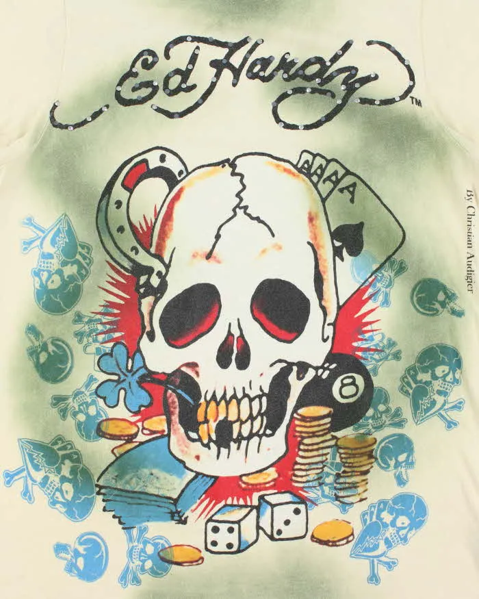 Vintage Y2K 00s Ed Hardy Rhinestone Dyed Graphic Made In USA Crewneck T-Shirt - M sold by Rokit product image thumbnail 4