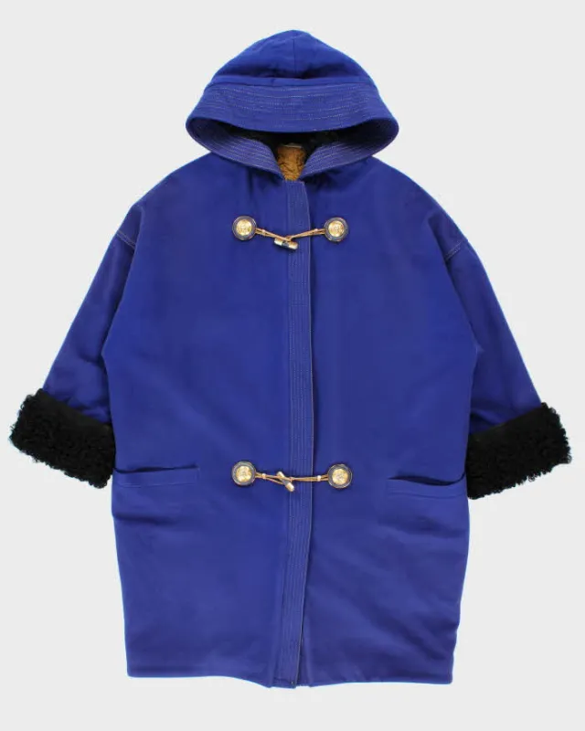 Vintage Autumn 1994 Collection Gianni Versace Couture Cashmere & Astrakhan Medusa Toggle Oversized Women's Duffle Coat - S made by Versace