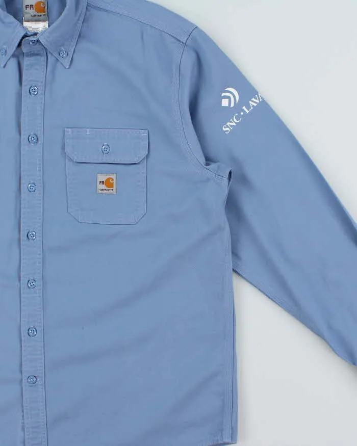 Vintage Carhartt FR Eggshell Blue Long Sleeve Workwear Shirt - L sold by Rokit product image thumbnail 3