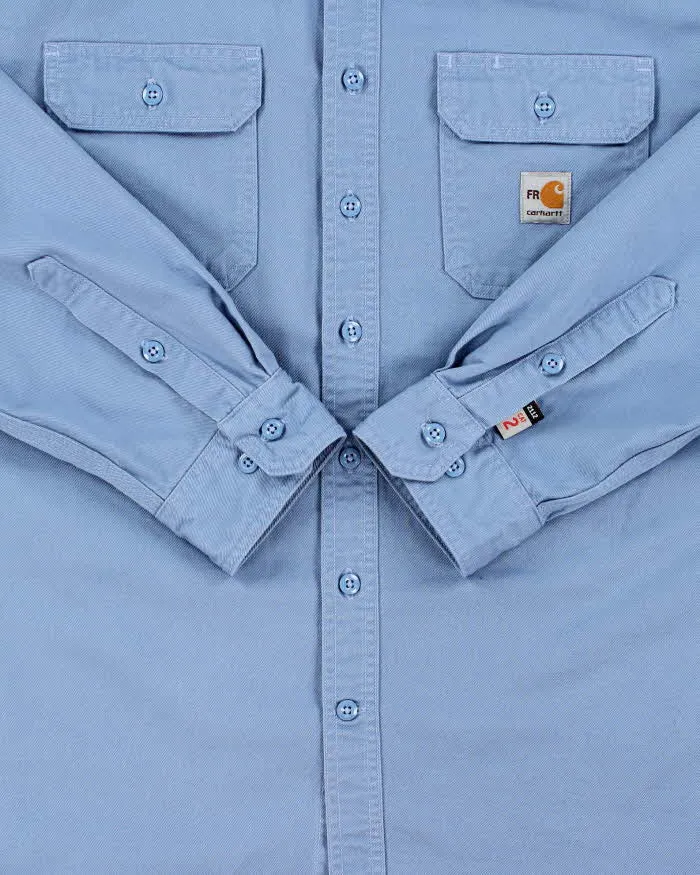 Vintage Carhartt FR Eggshell Blue Long Sleeve Workwear Shirt - L sold by Rokit product image thumbnail 5