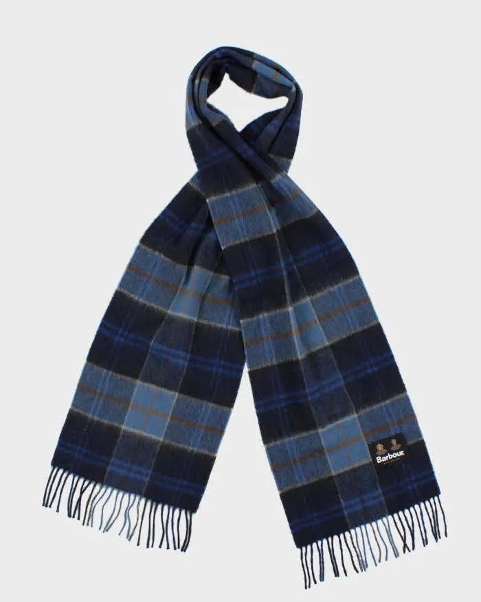 Vintage 00s Barbour Cashmere Merino Wool Blend Check Fringed Unisex Scarf sold by Rokit