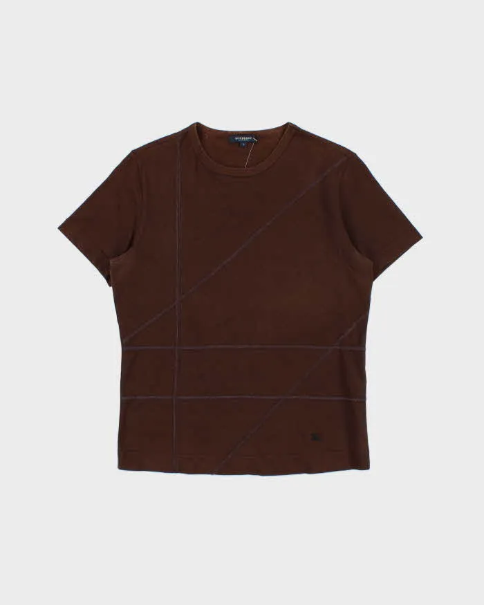 Vintage Y2K 00s Burberry Embroidered Stretch Cotton Crewneck T-Shirt - XS sold by Rokit