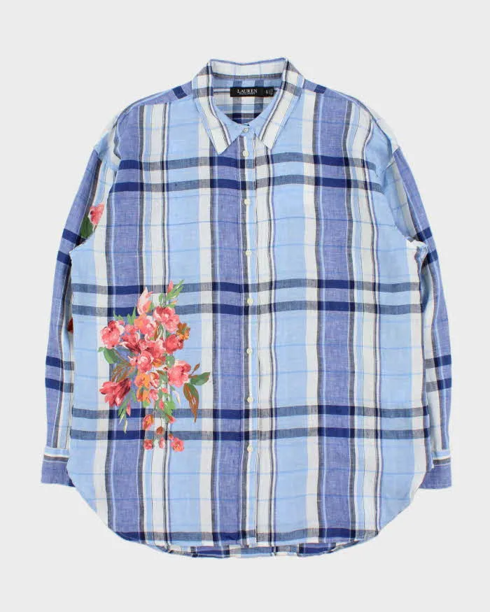Vintage Lauren Ralph Lauren Plaid Floral Linen Long Sleeve Women's Shirt - XL sold by Rokit