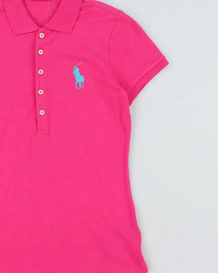 Vintage Y2K 00s Ralph Lauren Sport Hot Pink Large Pony Women's Short Sleeve Polo Shirt - S sold by Rokit product image thumbnail 3