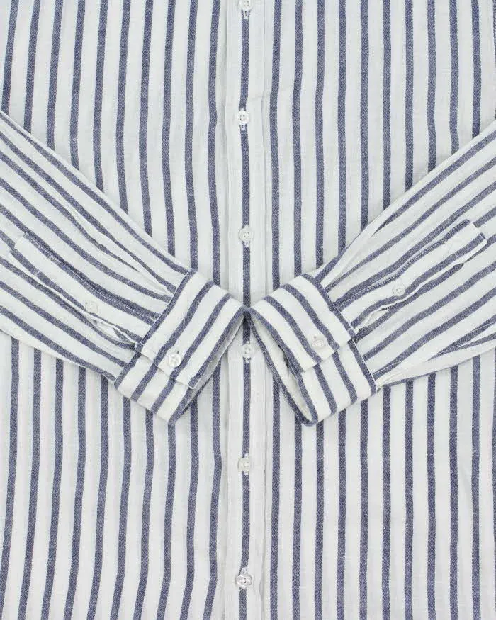 Vintage Guess Striped Linen Regular Fit Long Sleeve Shirt - L sold by Rokit product image thumbnail 4