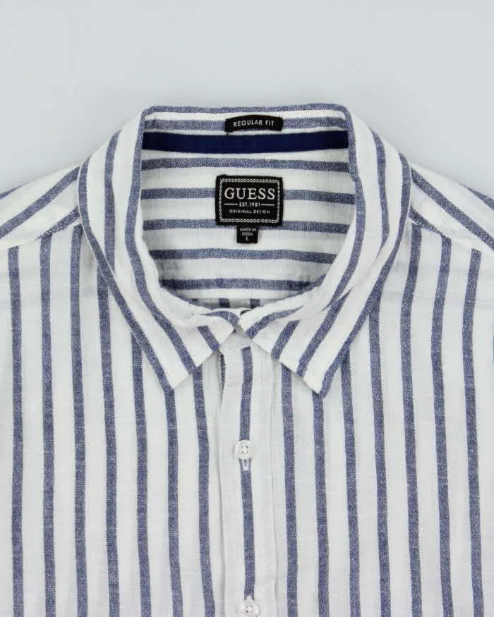 Vintage Guess Striped Linen Regular Fit Long Sleeve Shirt - L sold by Rokit product image thumbnail 5