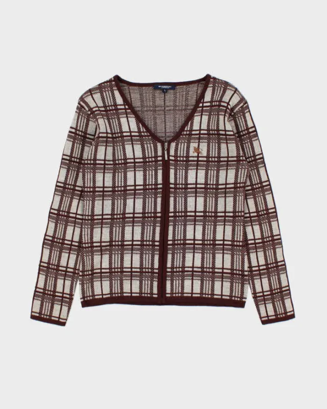 Vintage Y2K 00s Burberry Nova Glen Check Wool Blend Women's Cardigan - L sold by Rokit