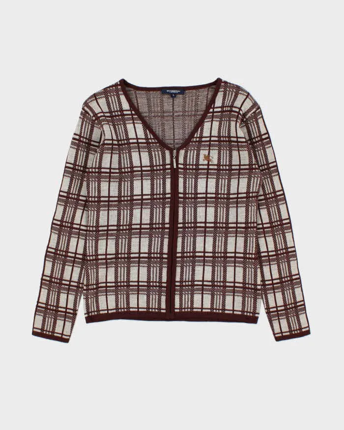 Vintage Y2K 00s Burberry Nova Glen Check Wool Blend Women's Cardigan - L sold by Rokit