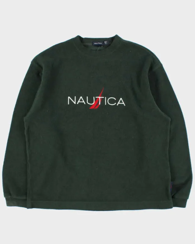 Vintage 1990s Nautica Tech Spell-Out Embroidered Crewneck Fleece - XL made by Nautica
