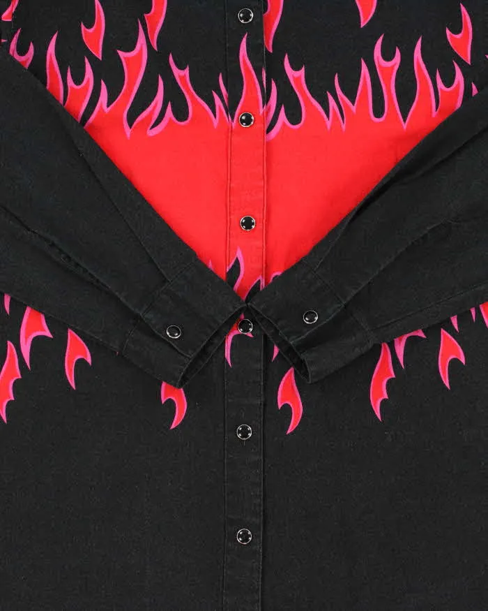 Vintage 1990s Panhandle Slim Western Snap Button Flames Long Sleeve Shirt - M sold by Rokit product image thumbnail 4