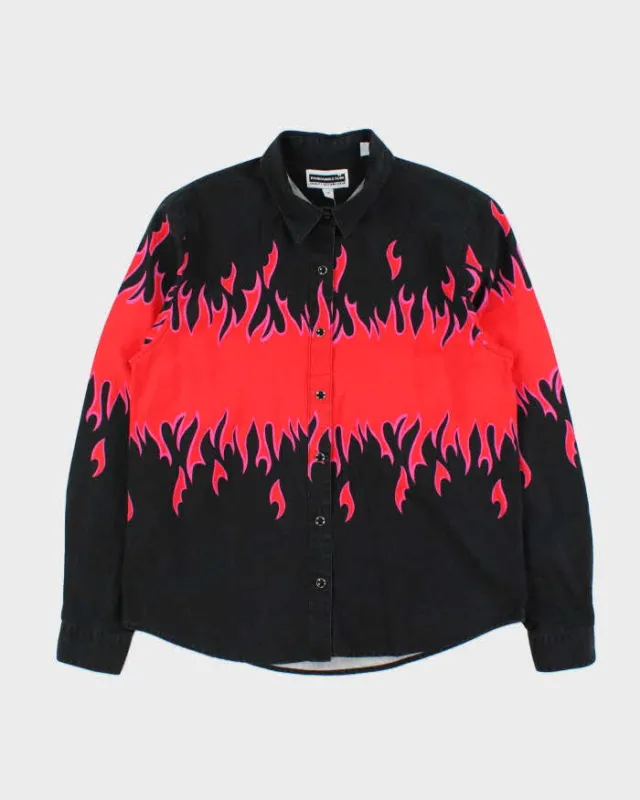 Vintage 1990s Panhandle Slim Western Snap Button Flames Long Sleeve Shirt - M made by Panhandle Slim