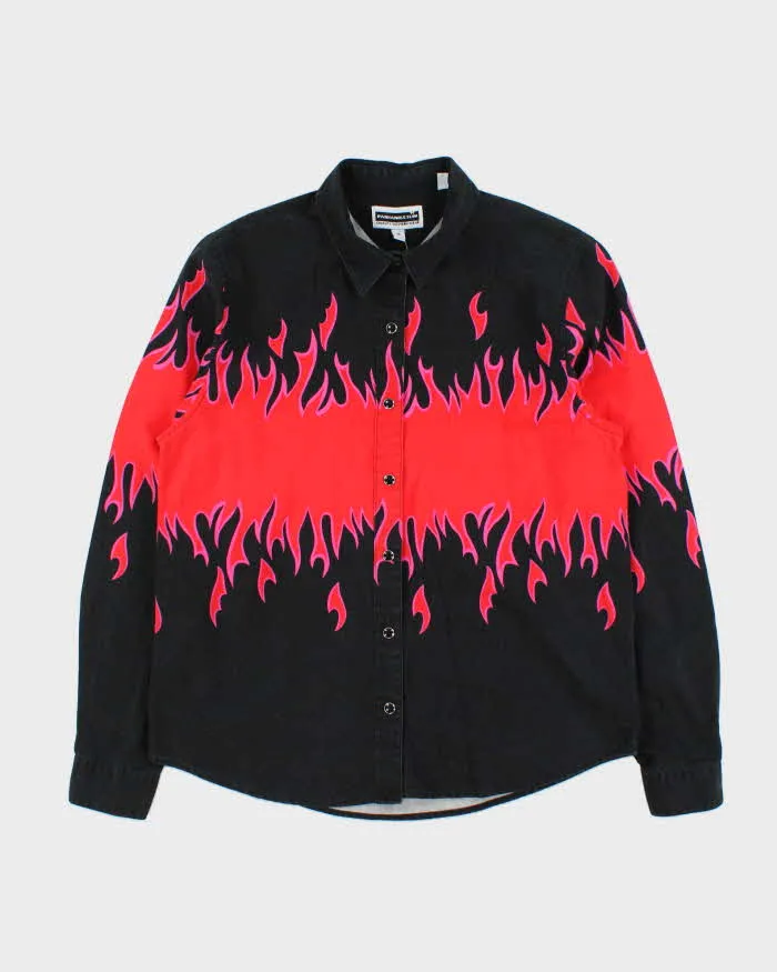 Vintage 1990s Panhandle Slim Western Snap Button Flames Long Sleeve Shirt - M sold by Rokit