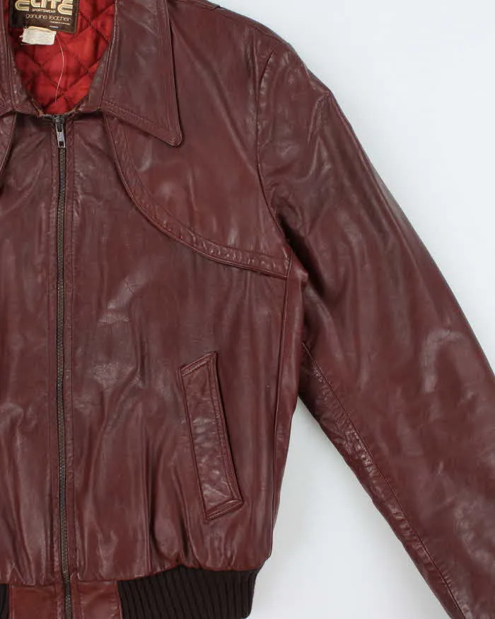 Vintage 1970s Elite Sportswear Quilt Lined Leather Dagger Collared Bomber Jacket - M sold by Rokit product image thumbnail 3